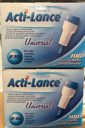 7156 Acti-lance 2 Boxes 23g 1.8 Mm Depth Button Activated Lancet Universal