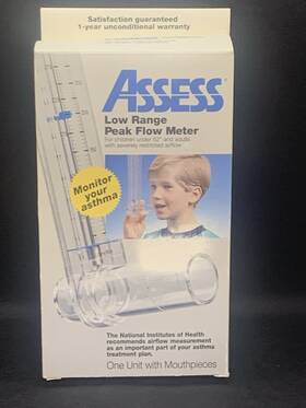Assess 305851184016 Low Range Peak Flow Meter Child/adult Asthma Mouthpieces Included Sealed