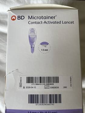366576 Bd Open Box Of 190 Microtainer Lancets 1.5mm Purple Model