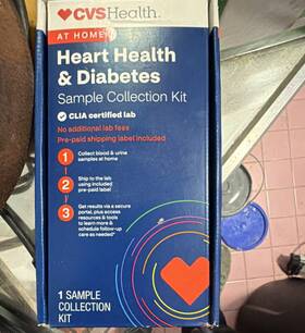 Cvs Health Pv873496 Heart And Diabetes Sample Kit Clia Certified Blood/urine Exp 2027