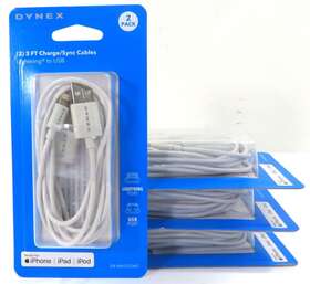 Dx-ma5322w2 Dynex Lot Of 4 3ft 2pck Apple Charging Cable Port - Free Shipping