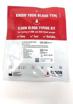 Eldoncard 696538058288 New Home Blood Type Testing Kit For Abo And Rhd Groups