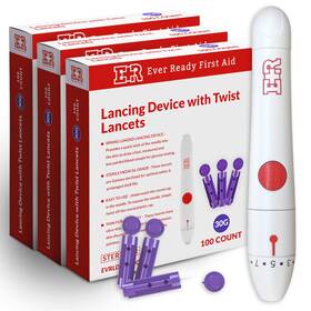 Ever Ready First Aid 843484124653 Lancing Device With 100 30 300 Count 3-pack
