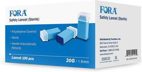 815-5080100-003 Fora Sterile Safety Lancet 1.8mm Depth 30 Gauge 100 Count Lancets