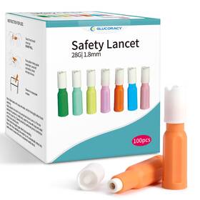 P723314141008 Glucoracy Safety Lancets Sterile Top Push Button Activated 28 Gauge 1.8