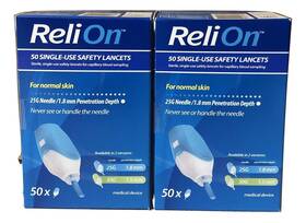 Haylos 742042836475 Relion Safety Lancets 6 Inch Tote Bundle 50 Single Use 25g Count Pack Of 2