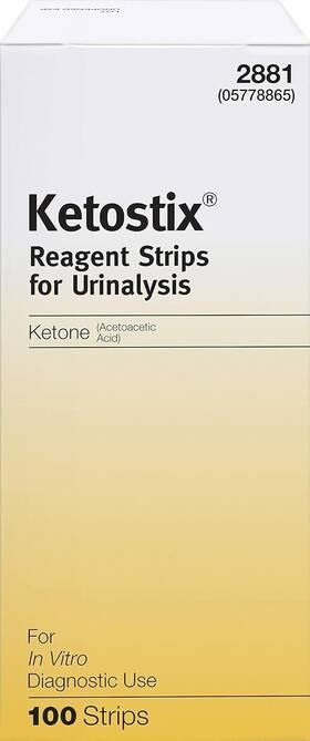 2881 Ketostix Reagent Strips For Urinalysis Measure Ketone Levels 100-count Box