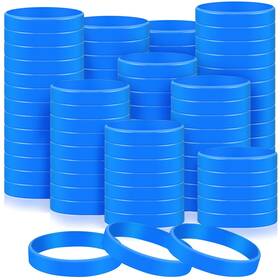 Ian-liliful-381 Liliful 200 Piece Rubber Bracelets Bulk Solid 7.95 X 0.47 0.08 Inch Blue