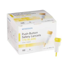 16-pbsl17g Mckesson Safety Lancets Sterile Push-button 100 Count Pack Of 1 Yellow