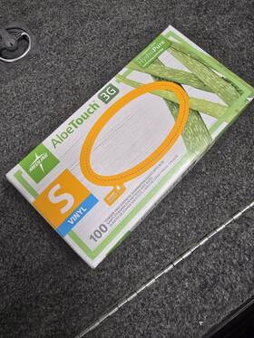 Medline 080196764061 Aloe Touch 3g Powder Free Synthetic Vinyl Gloves Small 100 Count New