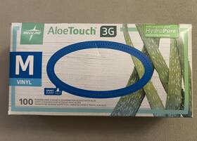 Mds195175 Medline Aloetouch 3g Synthetic Vinyl Gloves Medium 100ct Total 400ct