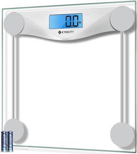 Eb4074c Nobrand Digital Bathroom Scale Blue Lcd High Precision 6mm Glass 400lbs