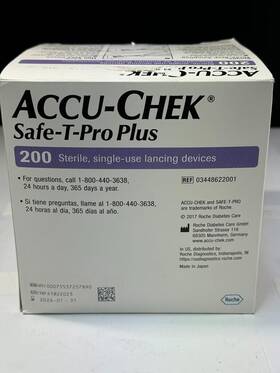 03448622001 Roche Accu-chek Safe-t-pro Plus Adjustable Lancets 200 Cnt/box