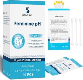 Sooenben 445038963966 At-home Vaginal Ph Test Kit 30 Strips Individually Wrapped Swabs - Fast &