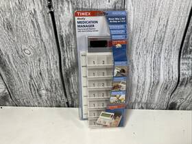 80040 Timex 80041 Weekly Medical Manager Silver Medication Reminder Pill Dispenser New