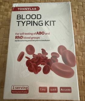 Tonnylab 979225530026 Blood Type Test Kit A B O Ab Rh Fast At-home Results Complete 1-pack