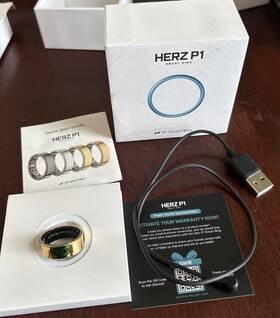 Wuzutech 5005515452 Herz P1 Smart Ring Gold Health Fitness Tracker Ip68 Titanium Alloy Size 6