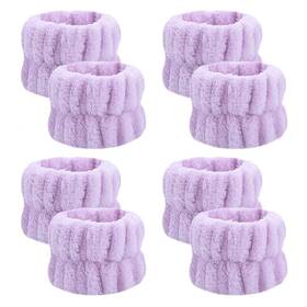 Xinwoxun 749794 8 Pcs Women Face Wash Wristbands Microfiber Wrist Washband A Purple