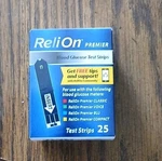 Reli On Premier Blood Glucose 25 Test Strips. Fixed Price $22.99.
