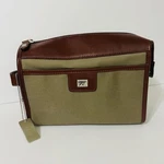 Cutter & Buck Mens Travel Kit Bag Leather Trim Brown Tan Logo Tag. Fixed Price $18.95.