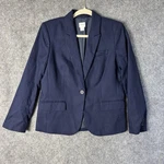 J. Crew Blazer Jacket Women's Blue One Button Cotton Lined Office Career L1296. Fixed Price $17.16.