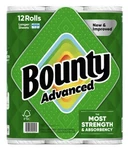 Bounty Advanced Paper Towels, Free Shipping, 12 Rolls 2-PLY, 103 Sheets. Fixed Price $62.00.