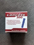 Advocate Lancets 30G Box 100 Sterile Blue. Fixed Price $9.99.