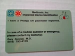 1990'S Medtronic Inc Implanted Device Identification Card For Pacemaker. Fixed Price $9.99.