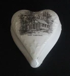 Early 20TH Century Souvenir Porcelain Heart Box Camp Kennebago Rangely Maine. Fixed Price $112.50.