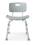 Shower Chairs: Medline Aluminum With Back, Retail Packaging. Fixed Price $39.99.