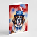 Caroline's Treasures Saint Bernard Patriotic American Greeting Cards Pack Of 8. Fixed Price $16.99.