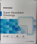 Mckesson 61-89545 Sterile Super Absorbent Dressing, Inch, 10/BOX. Fixed Price $15.00.