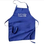Apron - Solid Blue With Don't Worry Know Cpr 100% Cotton By Nurse Mates. Fixed Price $5.00.