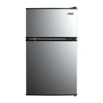Arctic King 3.2 Cu Ft Two Door Mini Fridge With Freezer, Stainless Steel, E-star. Fixed Price $129.99.