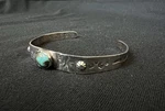 Vintage Native American Petite Turquoise Cuff Bracelet Stamped Silver Child Smal. Fixed Price $46.00.