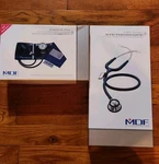 Mdf One Stethoscope (pink) & Calibra Pro Double Bellow Sphygmomanometer. Fixed Price $80.00.