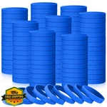 Liliful 50 Pcs Blue Silicone Rubber Bracelets, Blank Wristbands. Fixed Price $20.00.