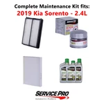 2019 Kia Sorento 2.4L Complete Cabin, Air & Oil Filter Kit (5W-30). Fixed Price $97.95.