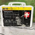 First Aid Kit Stanley Deluxe Large Plastic Case Vintage Over 34 Items Wall Mount. Fixed Price $25.00.