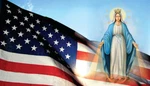 St. Mary With The American Flag Holy Card, 10-PACK, Two Free Bonus Cards. Fixed Price $16.99.