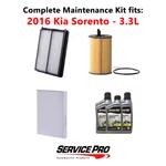 2016 Kia Sorento 3.3L Complete Cabin, Air & Oil Filter Kit (5W-40). Fixed Price $104.95.