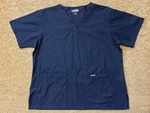 Landau Made Better Navy Blue Medical Scrub Top Women Size Lge With Pockets. Fixed Price $6.00.
