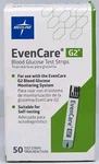 Evencare G2 Blood Glucose Strips Self-testing With 50 Count 08/05/2026. Fixed Price $16.99.