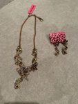 New Vintage Betsy Johnson Rhinestone Necklace Pendant Butterfly With Earring Set. Fixed Price $43.33.