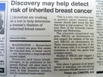 1994 Newspaper 1ST Dna Gene Marker For Breast Cancer In Women Discovered. Fixed Price $20.00.