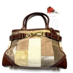 Coach Leather Patchwork Design Handbag Tote Suede Hampton Mosaic F11218. Fixed Price $142.23.